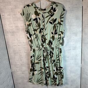 Liz Claiborne women's mini dress floral tropical drawstring waist tropical plus